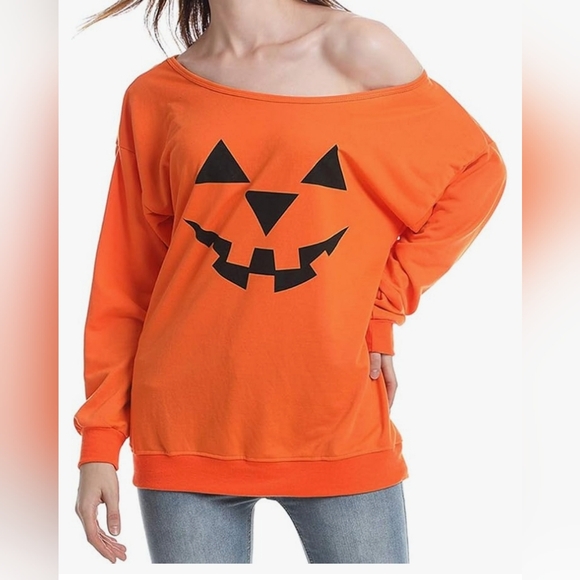 Vogue Tops - Pumpkin off the shoulder shirt